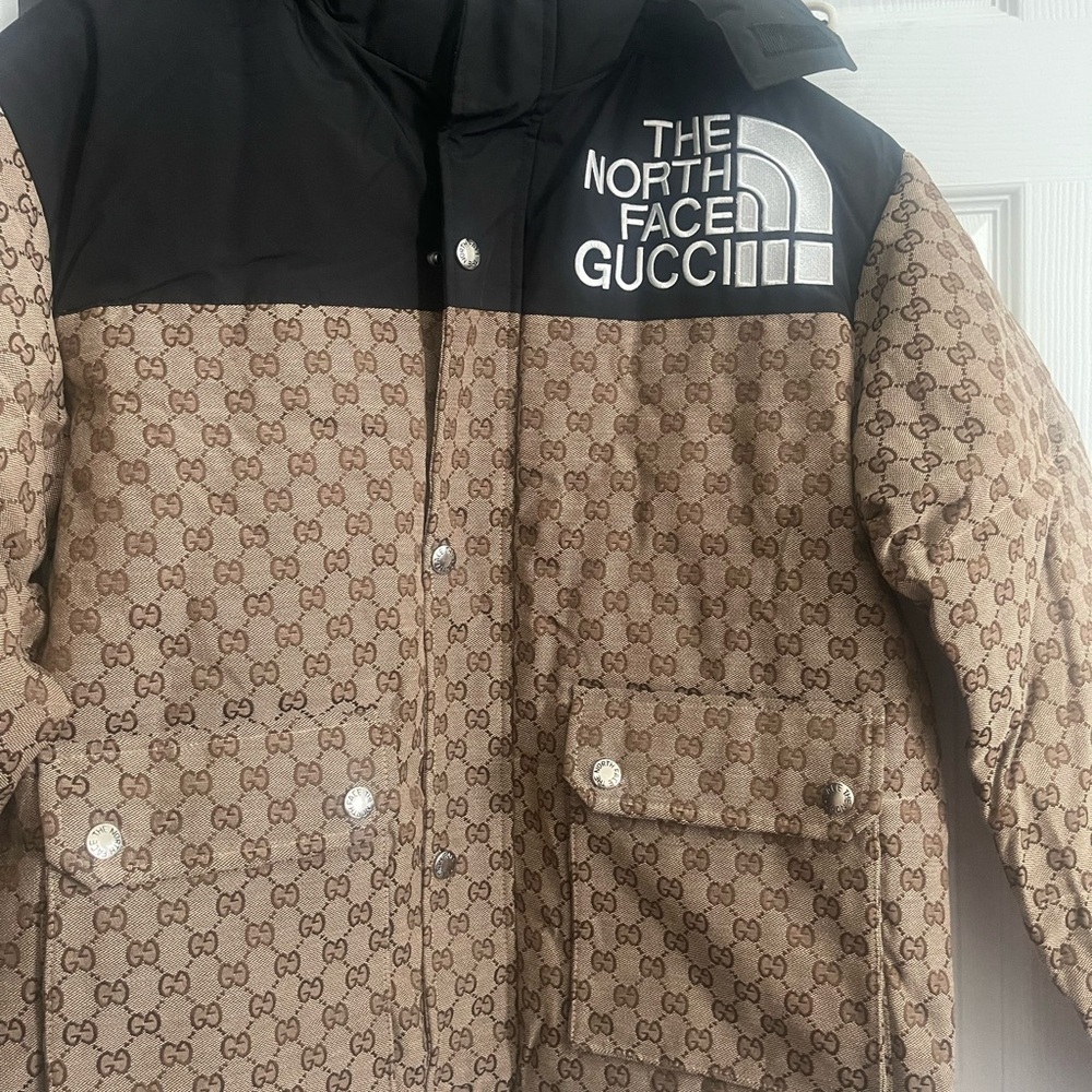 Brown Monogram Puffer Jacket with Black Yoke – Men’s
